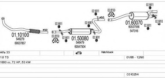 MTS C010254008602 Exhaust System